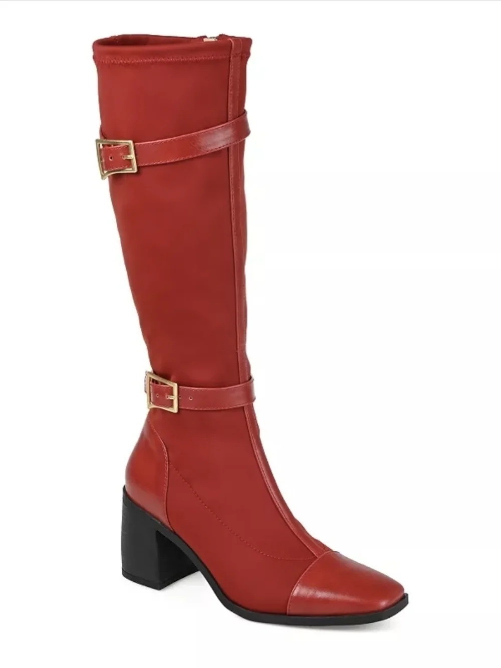 Journee Collection Ex Wide Calf Gaibree Stacked Heel Knee High Boot
